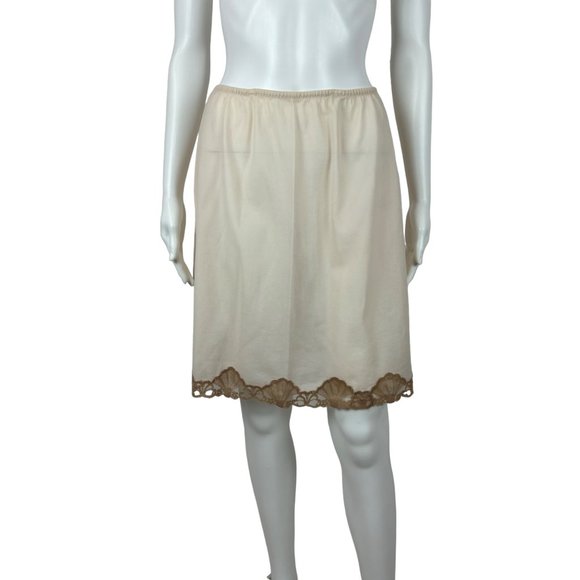 Vintage 60s Half Slip Women's Large Cream Brown Inset Lace Emilio Pucci For Form - Picture 2 of 10